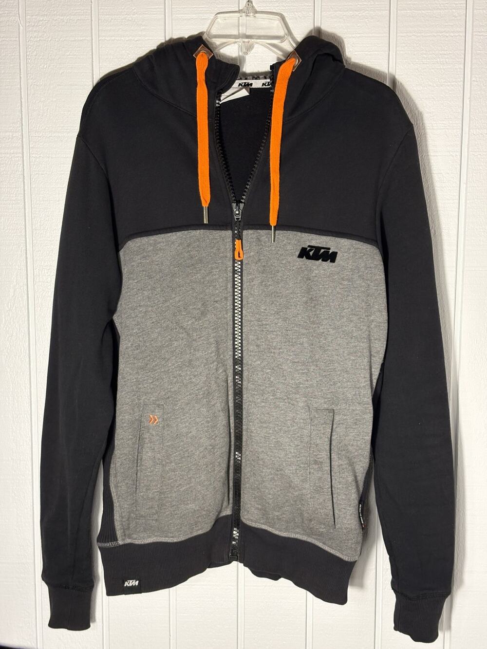 KTM Men's Large Heavyweight Full Zip Hoodie Motocross Racing Black Gray Orange
